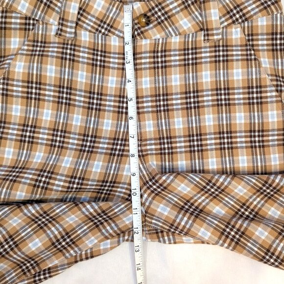 Hollister	| High Rise Baggy Fit Brown Tan Plaid Trouser Pants | Size 26 - Picture 10 of 11